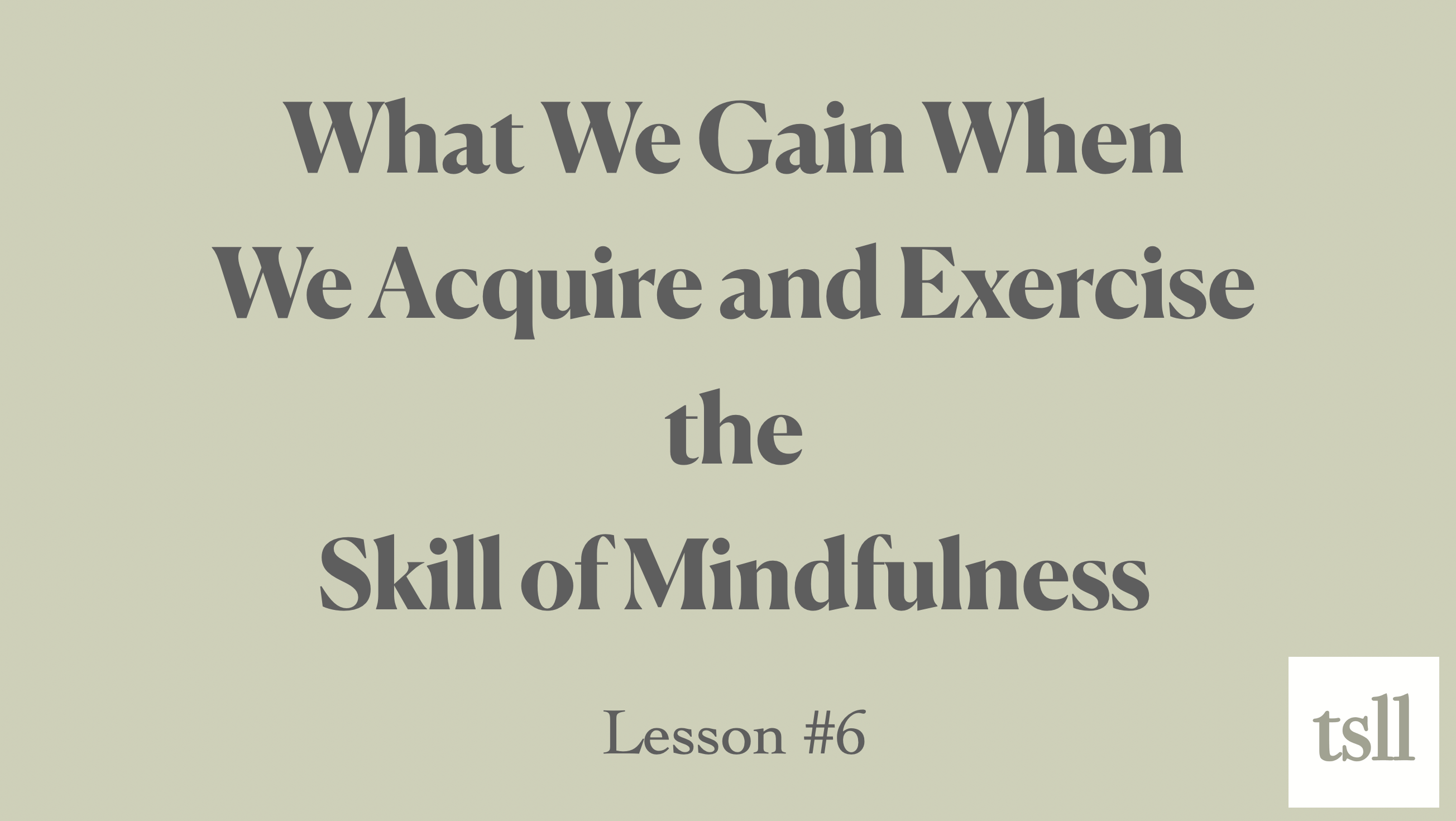 Part 2: What We Gain When We Acquire and Exercise the Skill of Mindfulness (5:27)